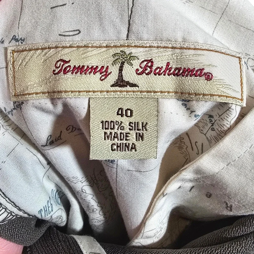 Tommy Bahama Silk Pleated Dress Pants Mens 40 Olive Green Relaxed Trousers